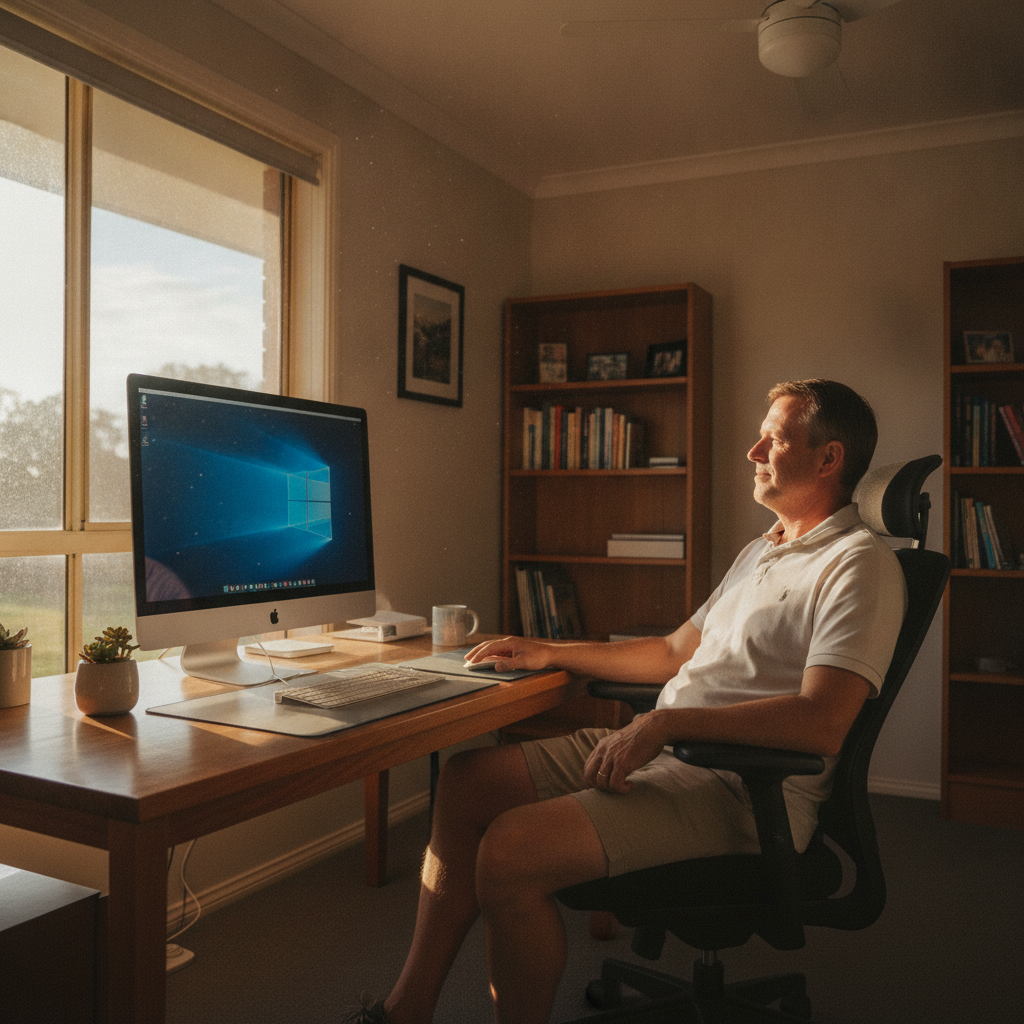 Professional computer clean-out in Bindogundra (2870) — a happy New South Wales resident at home with a spotless, fast, quiet machine