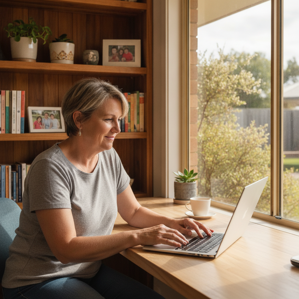 Professional computer clean-out in Binningup (6233) — a happy Western Australia resident at home with a spotless, fast, quiet machine