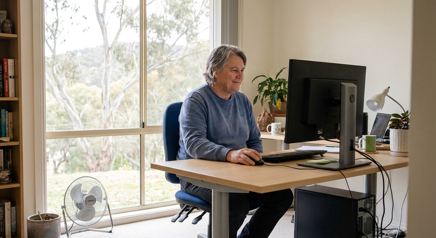 Computer cleaning in Black Mountain (2601) — a local resident at home with a clean, fast, dust-free computer running cool and quiet