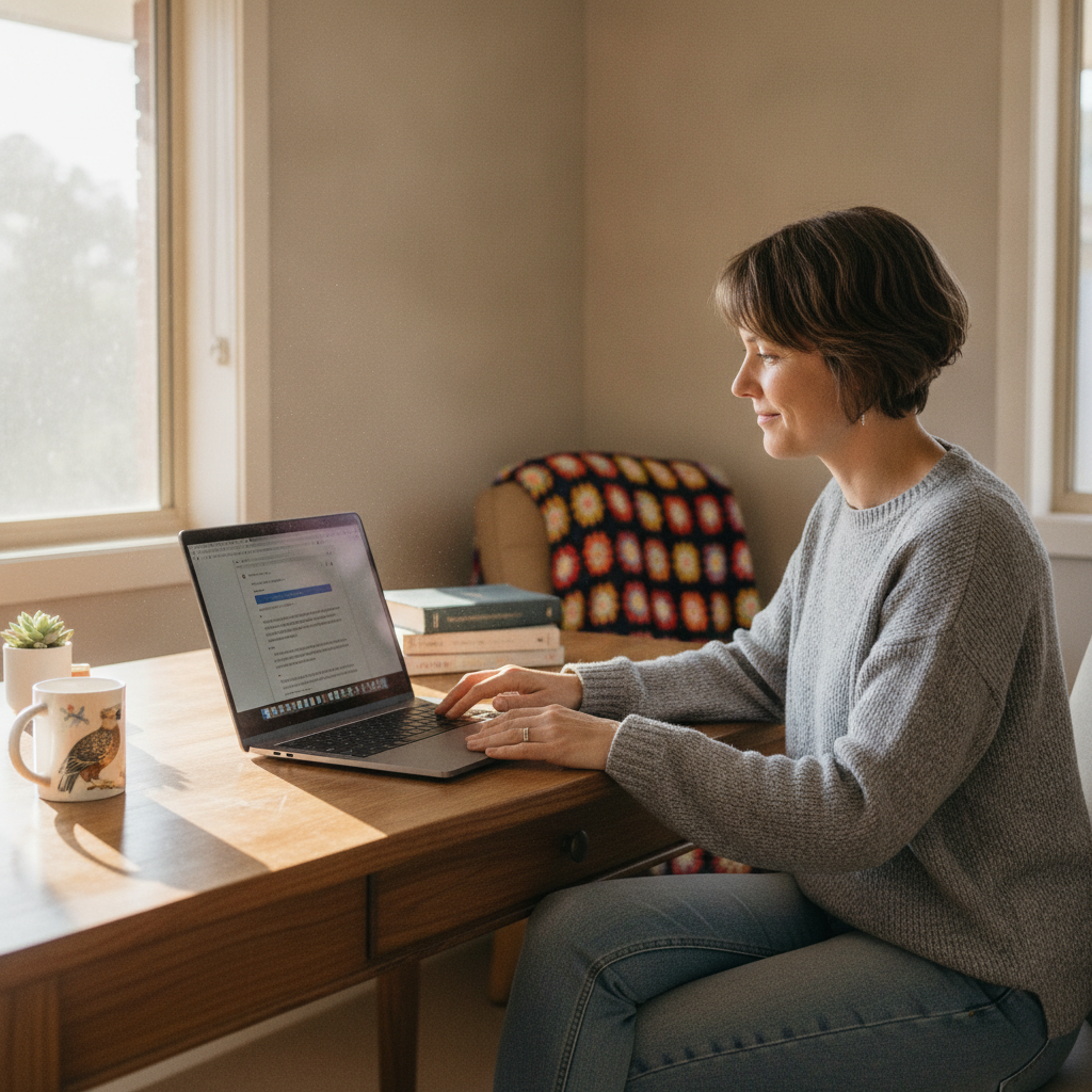 Professional computer clean-out in Blair Athol West (5084) — a happy South Australia resident at home with a spotless, fast, quiet machine