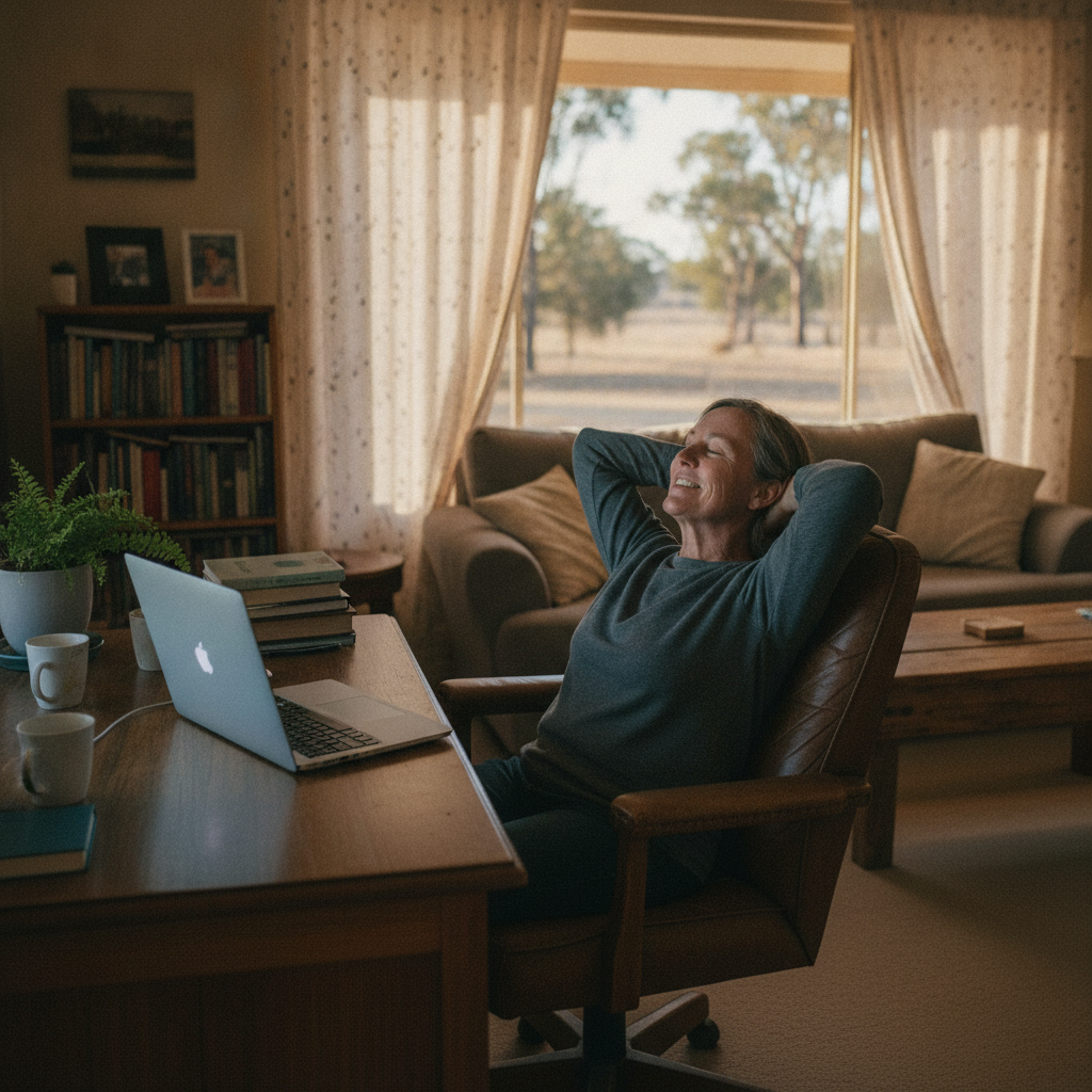Professional computer clean-out in Blanket Flat (2583) — a happy New South Wales resident at home with a spotless, fast, quiet machine
