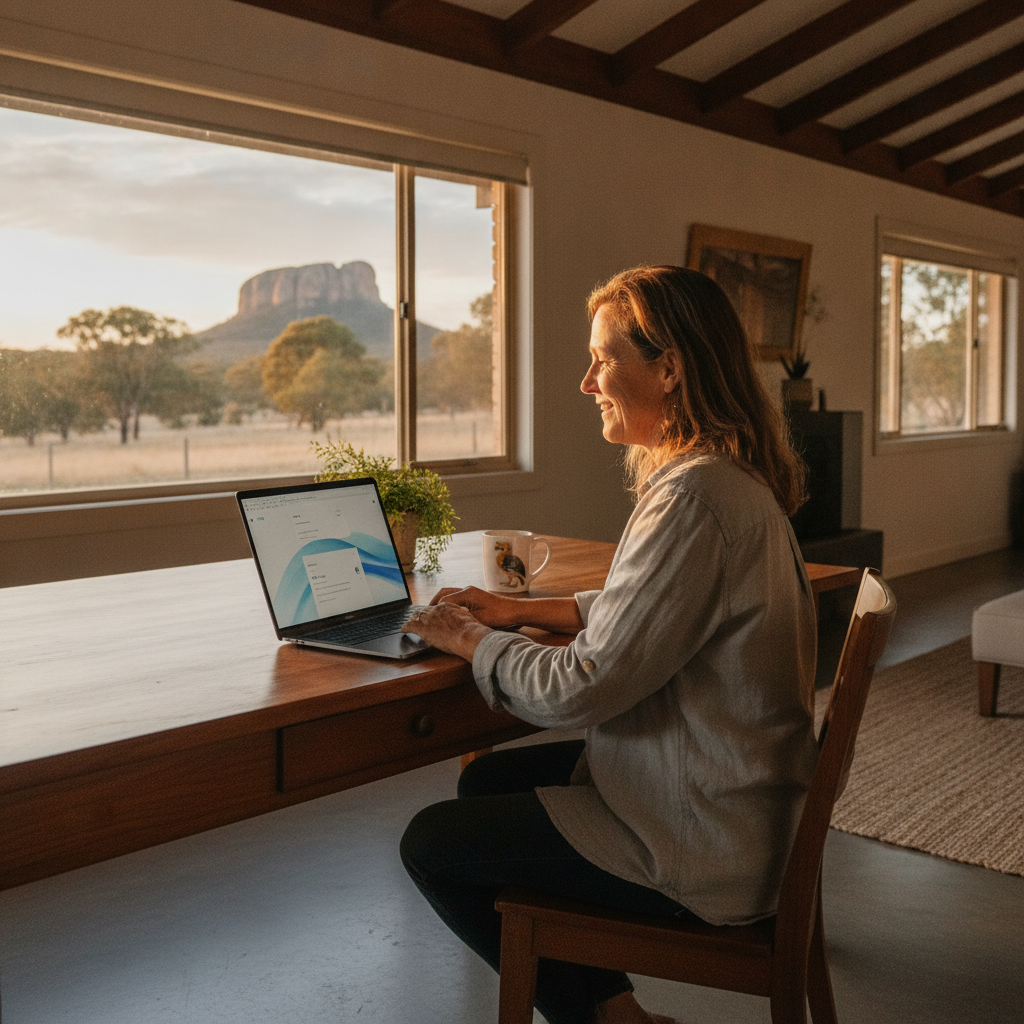 Professional computer clean-out in Bluff Rock (2372) — a happy New South Wales resident at home with a spotless, fast, quiet machine