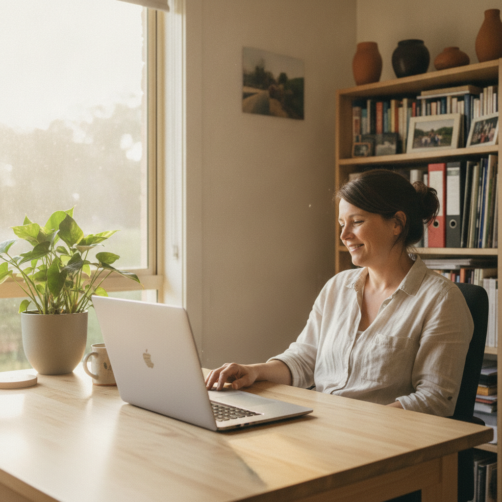 Professional computer clean-out in Bombala (2632) — a happy New South Wales resident at home with a spotless, fast, quiet machine