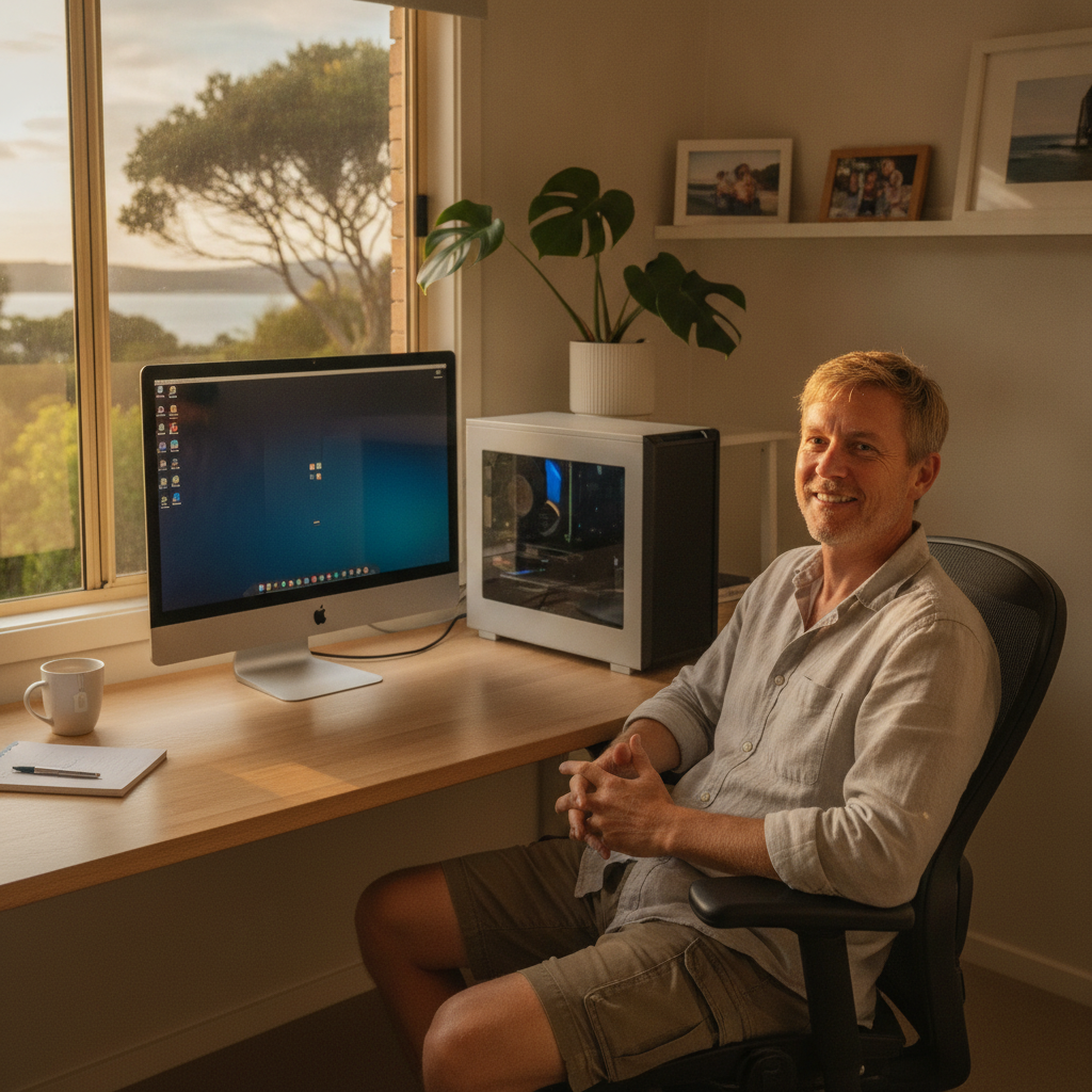 Computer cleaning in Booker Bay (2257) — a local resident at home with a clean, fast, dust-free computer running cool and quiet