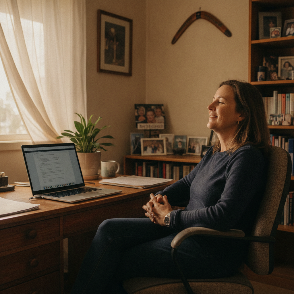 Professional computer clean-out in Boothenba (2830) — a happy New South Wales resident at home with a spotless, fast, quiet machine