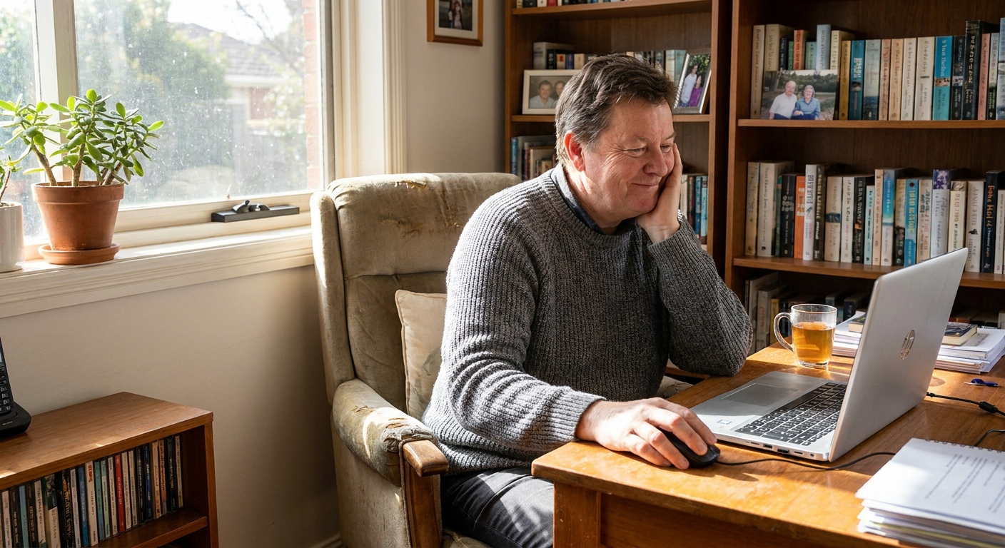 Professional computer clean-out in Box Hill (3128) — a happy Victoria resident at home with a spotless, fast, quiet machine