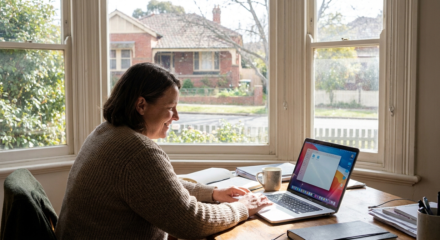 Professional computer clean-out in Braddon (2612) — a happy the ACT resident at home with a spotless, fast, quiet machine
