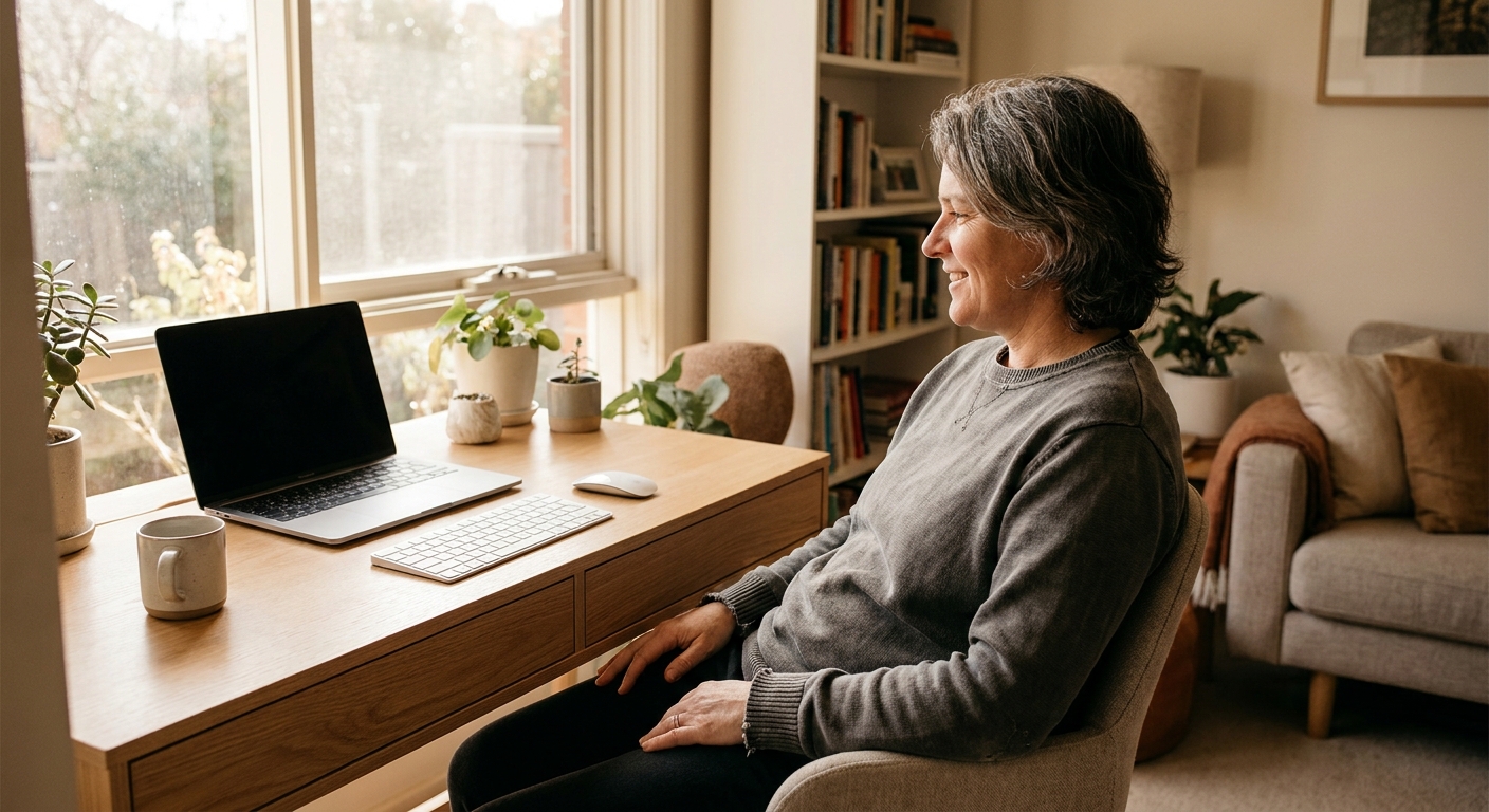 Professional computer clean-out in Briar Hill (3088) — a happy Victoria resident at home with a spotless, fast, quiet machine