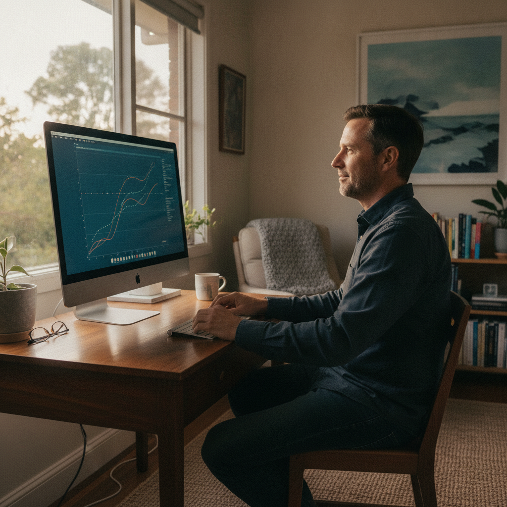 Professional computer clean-out in Brighton Eventide (4017) — a happy Queensland resident at home with a spotless, fast, quiet machine