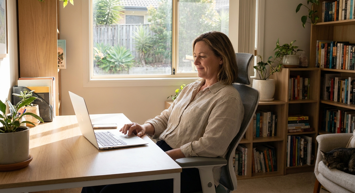 Computer cleaning in Brisbane, Queensland — a local resident at home with a clean, fast, dust-free computer running cool and quiet