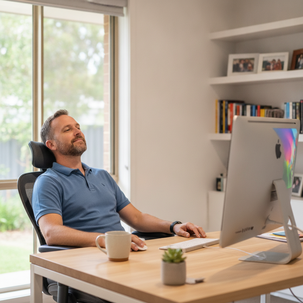 Professional computer clean-out in Broadview (5083) — a happy South Australia resident at home with a spotless, fast, quiet machine