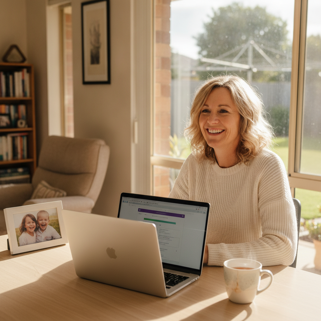 Professional computer clean-out in Brocklehurst (2830) — a happy New South Wales resident at home with a spotless, fast, quiet machine