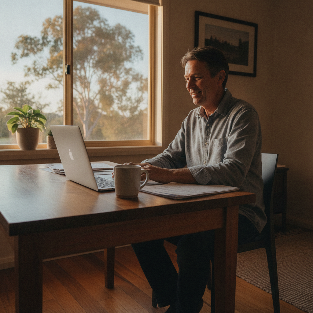 Professional computer clean-out in Brunkerville (2323) — a happy New South Wales resident at home with a spotless, fast, quiet machine