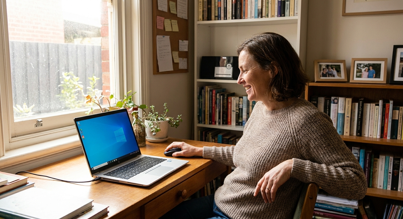 Computer cleaning in Brunswick Lower (3056) — a local resident at home with a clean, fast, dust-free computer running cool and quiet