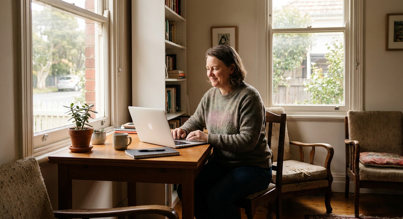 Computer cleaning in Brunswick West (3055) — a local resident at home with a clean, fast, dust-free computer running cool and quiet