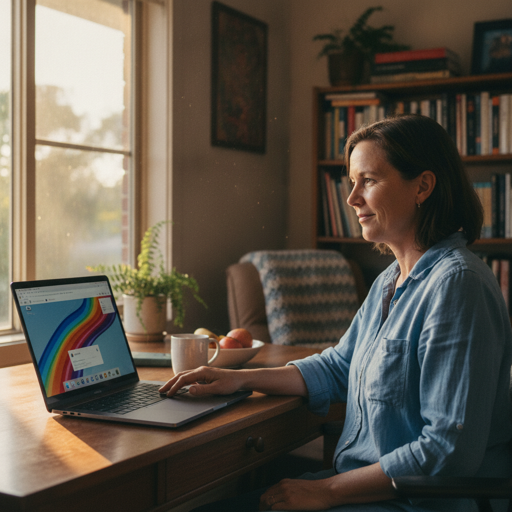 Professional computer clean-out in Bucca (2450) — a happy New South Wales resident at home with a spotless, fast, quiet machine