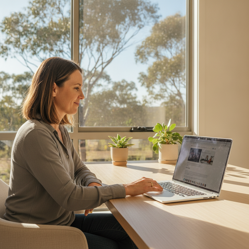 Professional computer clean-out in Budden (2849) — a happy New South Wales resident at home with a spotless, fast, quiet machine