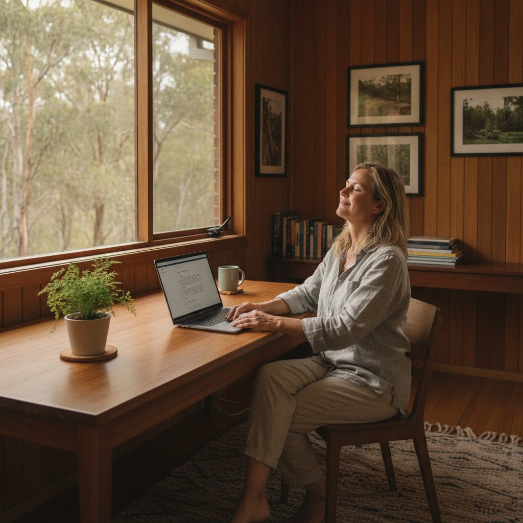 Professional computer clean-out in Bulga Forest (2429) — a happy New South Wales resident at home with a spotless, fast, quiet machine