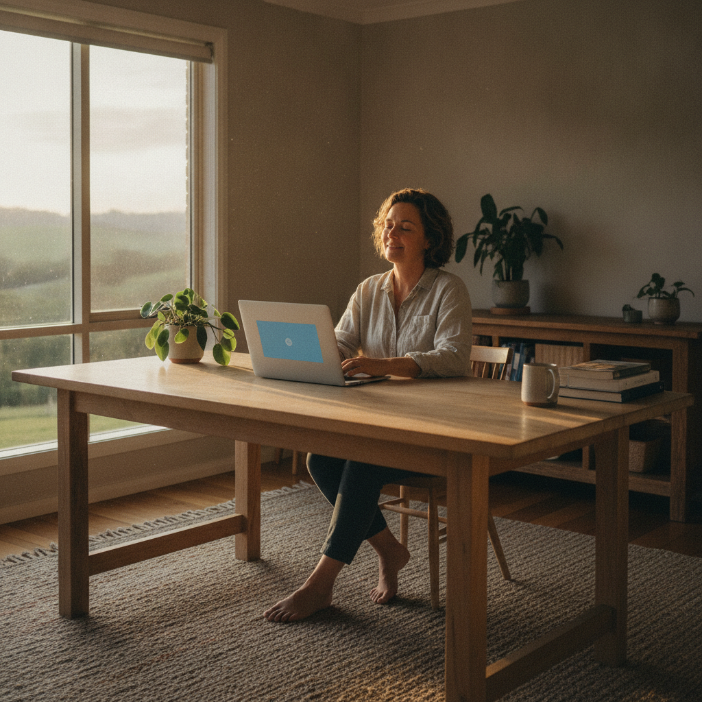 Professional computer clean-out in Bulliac (2422) — a happy New South Wales resident at home with a spotless, fast, quiet machine