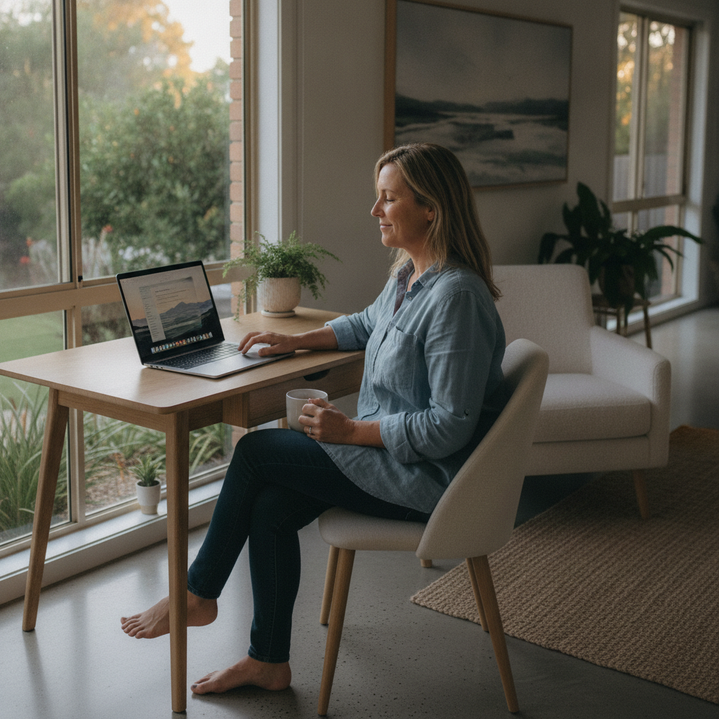 Professional computer clean-out in Bunbury (6230) — a happy Western Australia resident at home with a spotless, fast, quiet machine