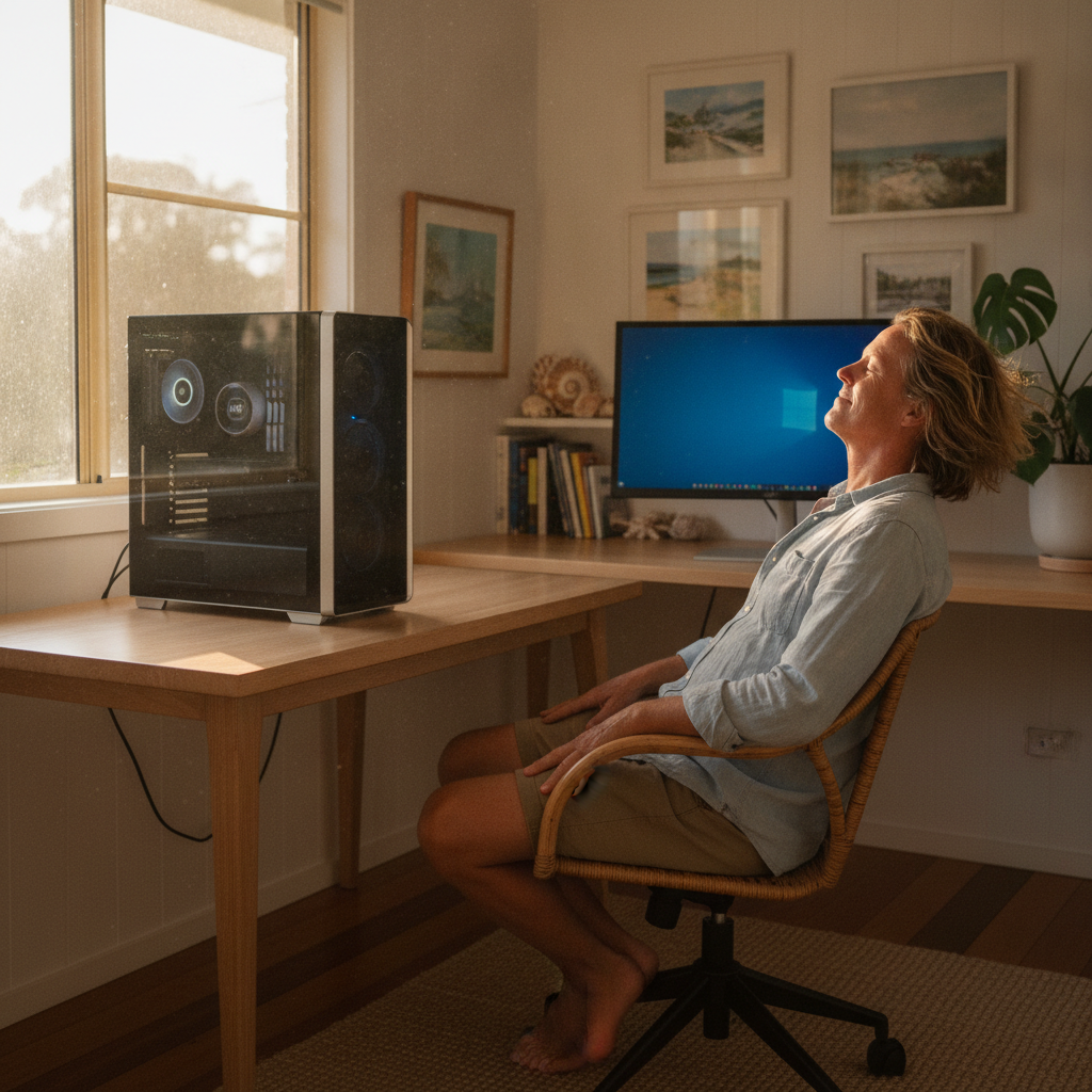 Computer cleaning in Bundabah (2324) — a local resident at home with a clean, fast, dust-free computer running cool and quiet