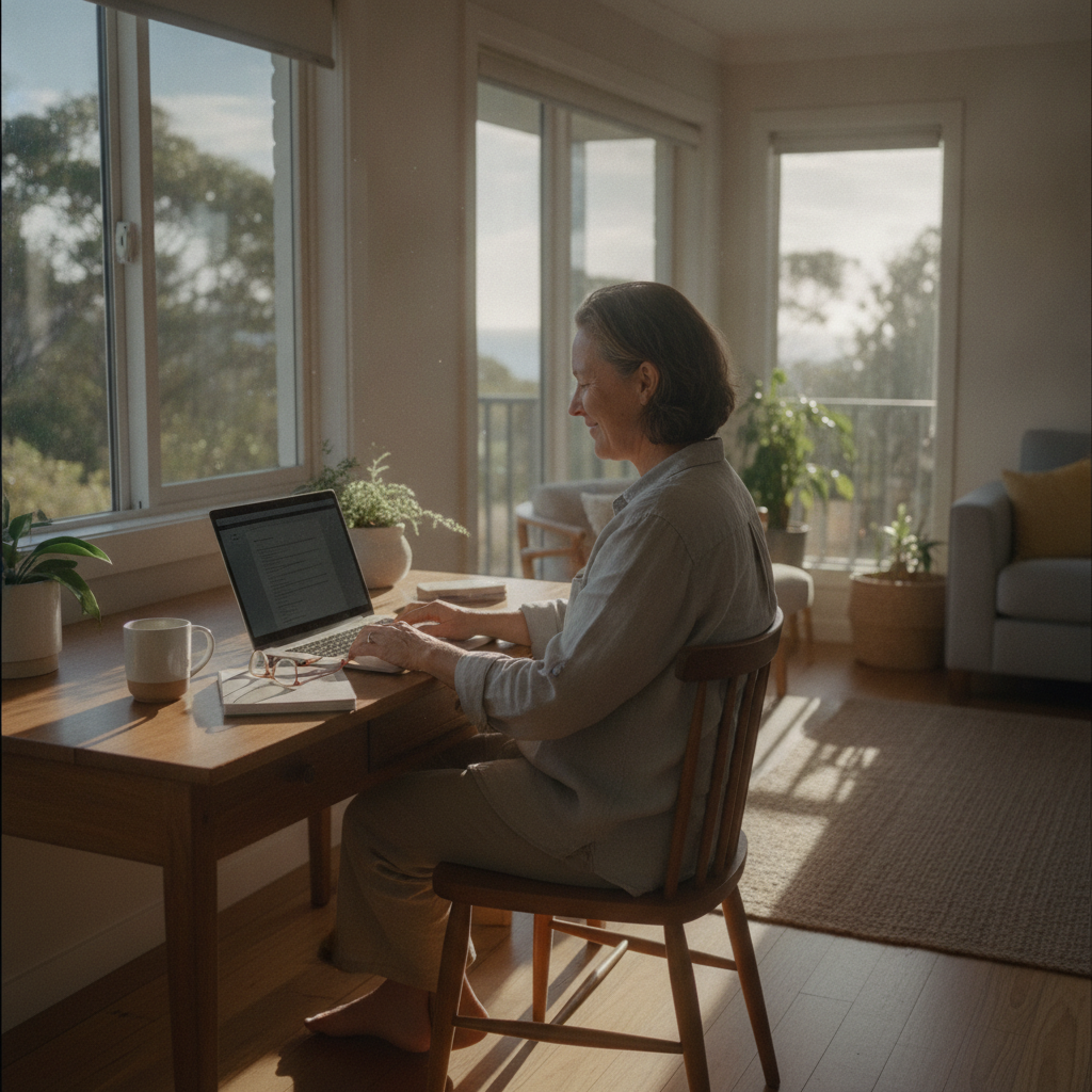 Professional computer clean-out in Bundeena (2230) — a happy New South Wales resident at home with a spotless, fast, quiet machine