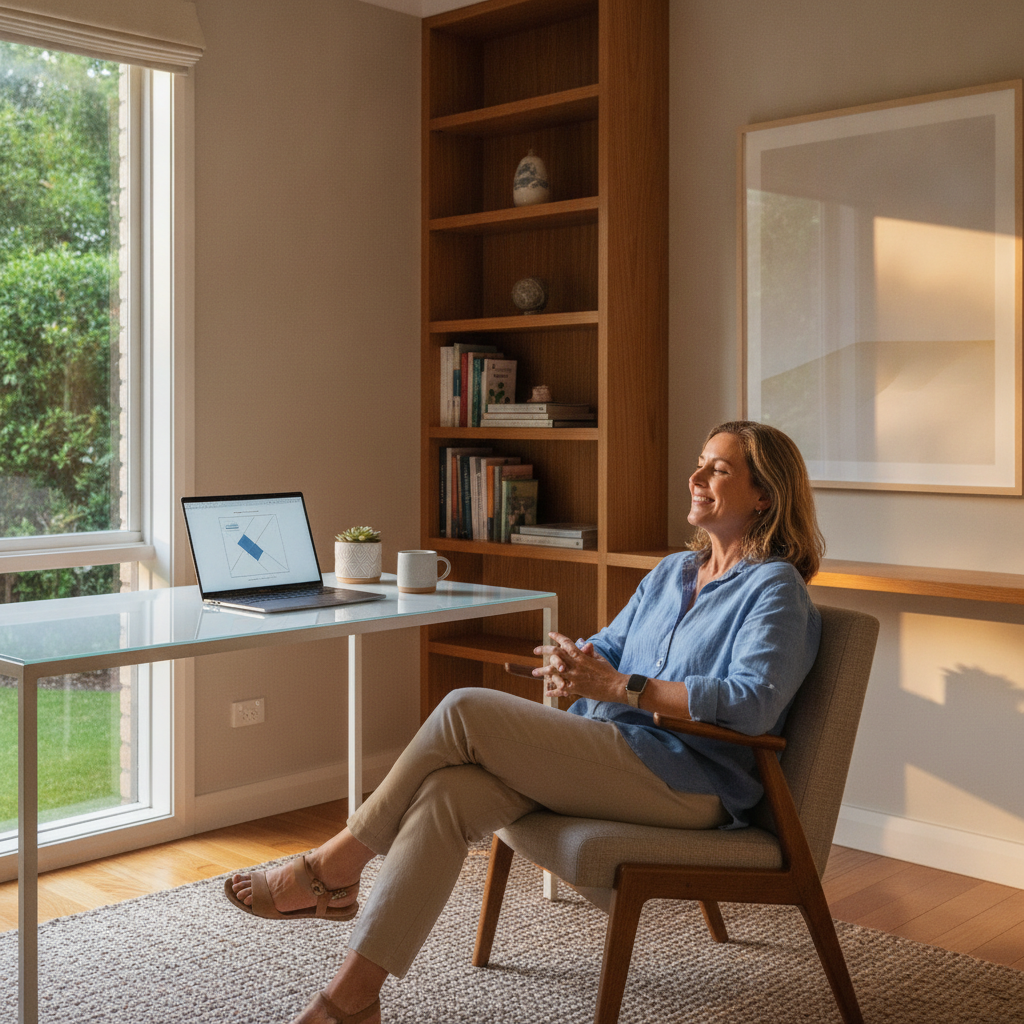 Professional computer clean-out in Burraneer (2230) — a happy New South Wales resident at home with a spotless, fast, quiet machine