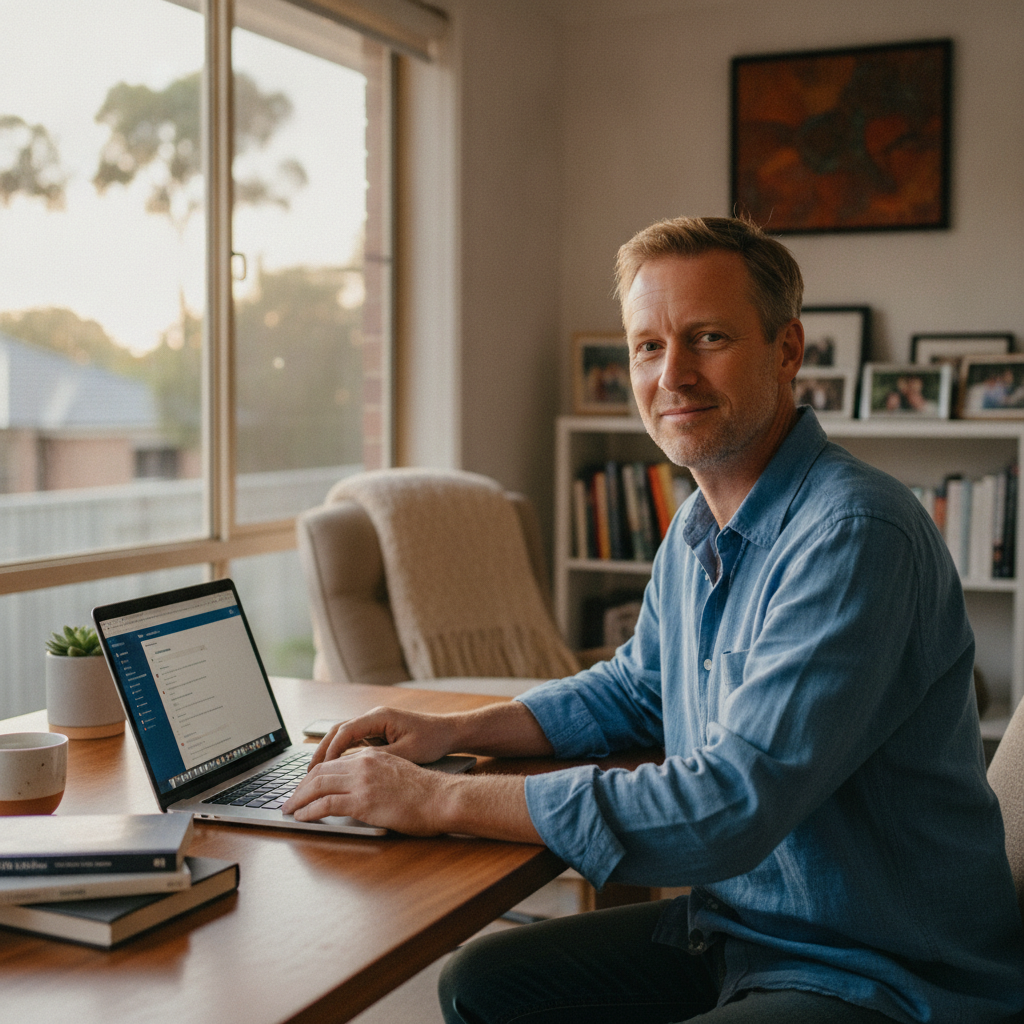 Computer cleaning in Burwood (2134) — a local resident at home with a clean, fast, dust-free computer running cool and quiet