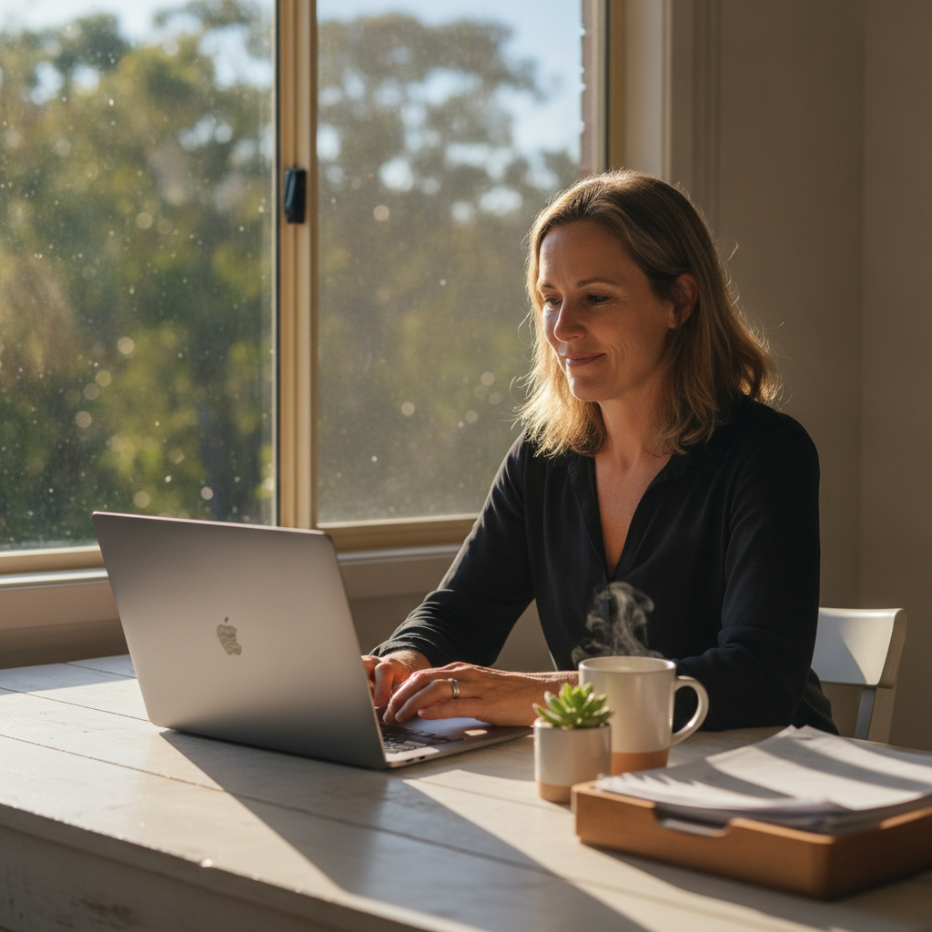 Professional computer clean-out in Byrrill Creek (2484) — a happy New South Wales resident at home with a spotless, fast, quiet machine