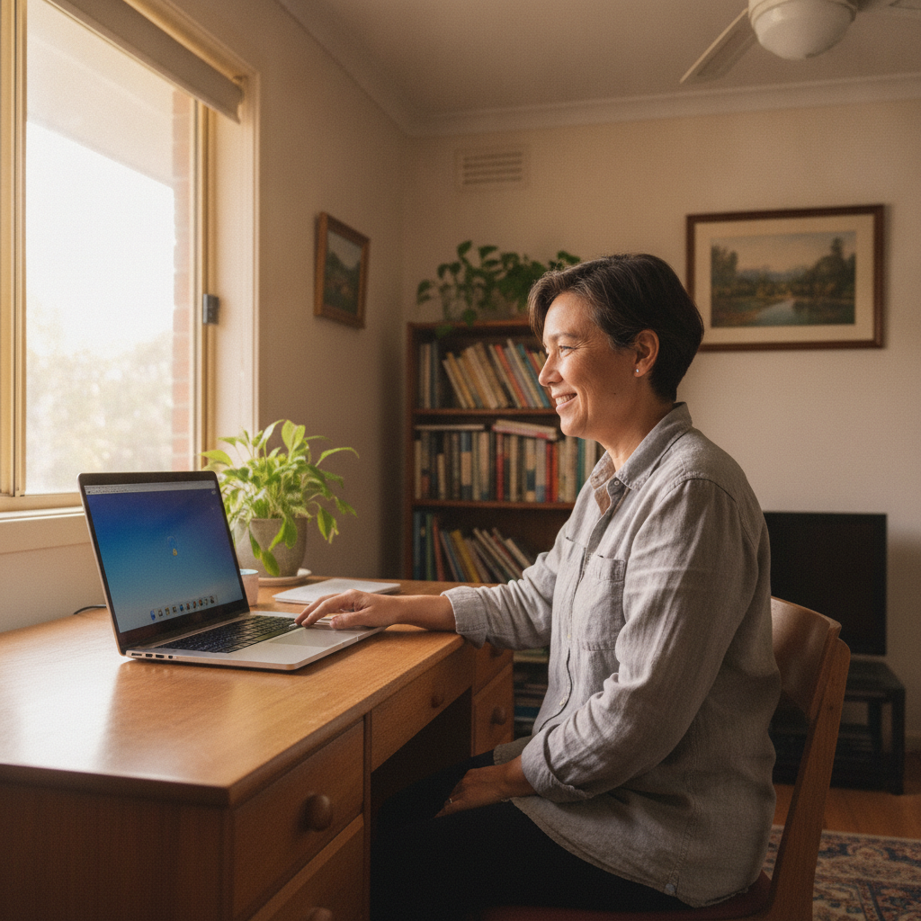 Professional computer clean-out in Cabramatta West (2166) — a happy New South Wales resident at home with a spotless, fast, quiet machine
