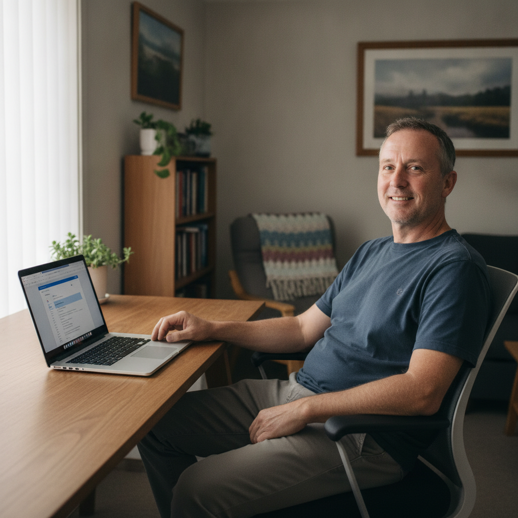 Professional computer clean-out in Cambewarra (2540) — a happy New South Wales resident at home with a spotless, fast, quiet machine