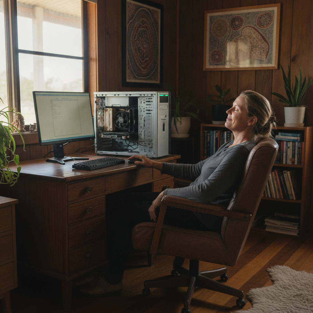 Computer cleaning in Cameron Corner (2880) — a local resident at home with a clean, fast, dust-free computer running cool and quiet