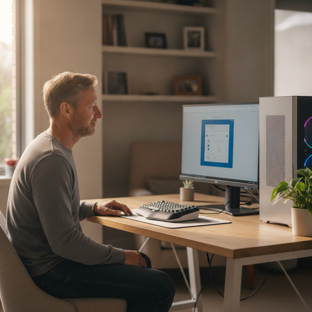 Professional computer clean-out in Canada Bay (2046) — a happy New South Wales resident at home with a spotless, fast, quiet machine