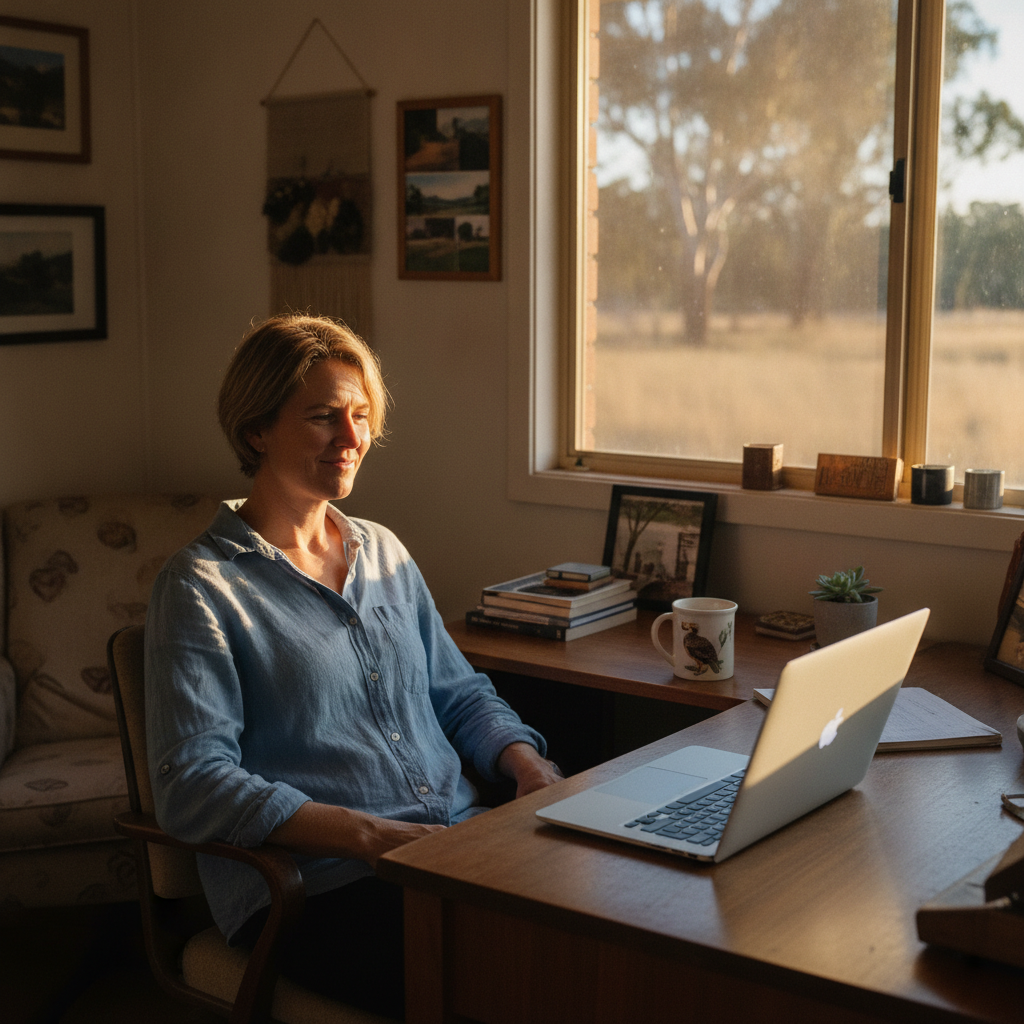 Professional computer clean-out in Cangai (2460) — a happy New South Wales resident at home with a spotless, fast, quiet machine