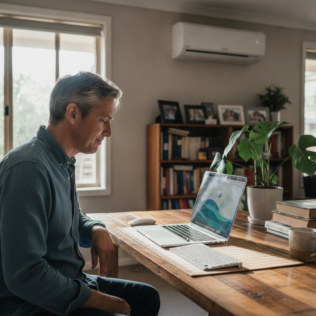 Professional computer clean-out in Cannington (6107) — a happy Western Australia resident at home with a spotless, fast, quiet machine