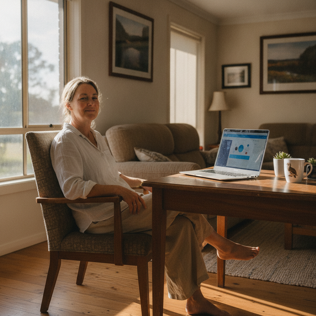 Professional computer clean-out in Canton Beach (2263) — a happy New South Wales resident at home with a spotless, fast, quiet machine