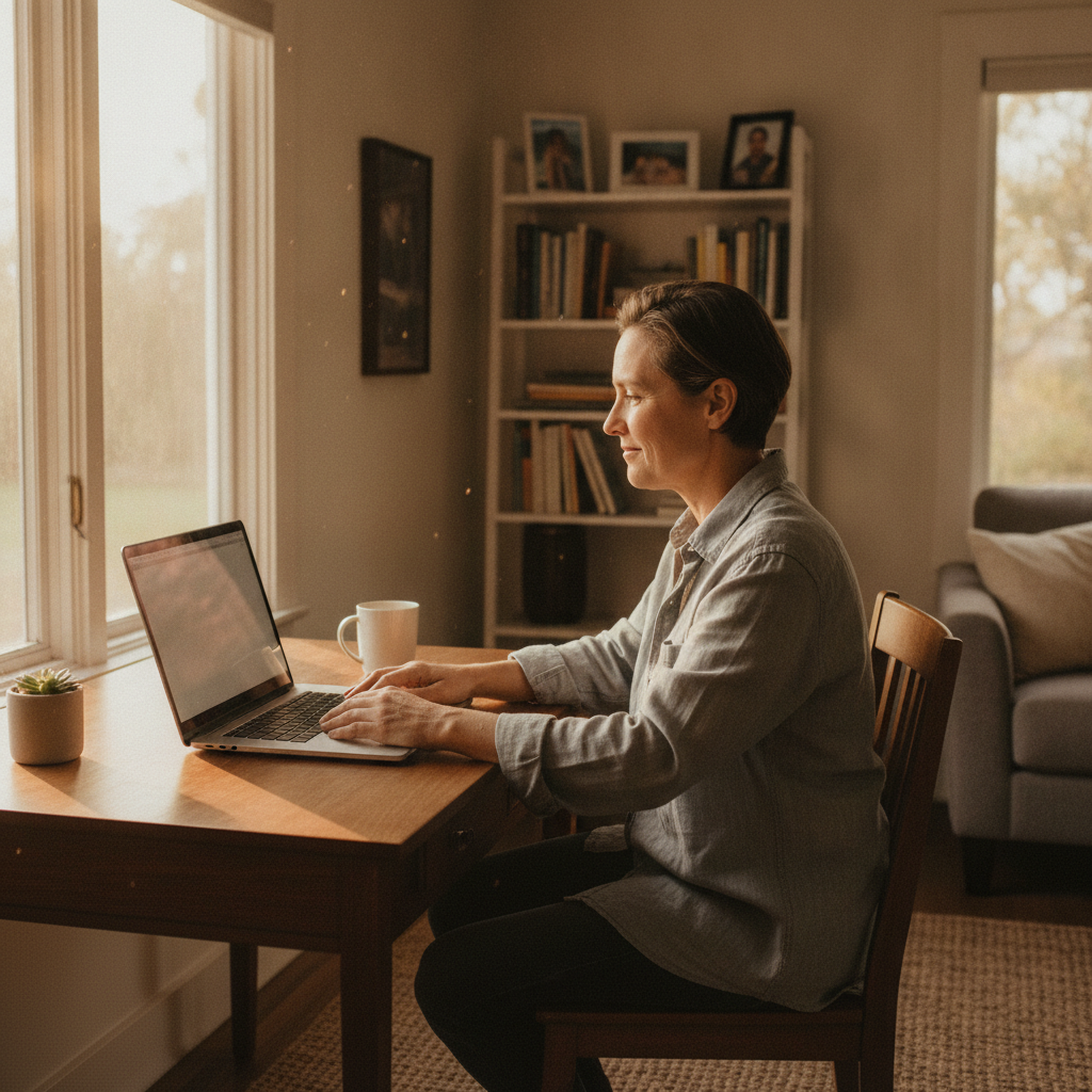 Professional computer clean-out in Cape Cleveland (4810) — a happy Queensland resident at home with a spotless, fast, quiet machine
