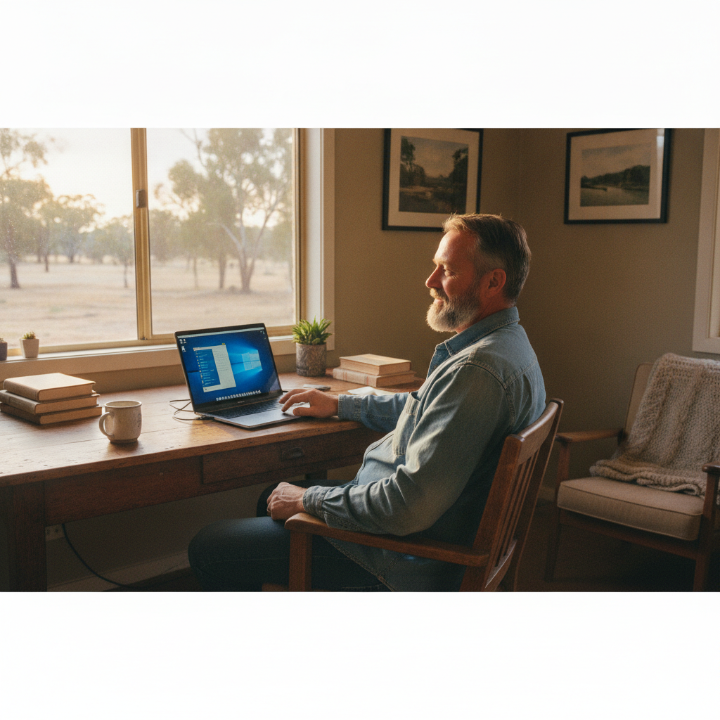 Computer cleaning in Captains Flat (2623) — a local resident at home with a clean, fast, dust-free computer running cool and quiet