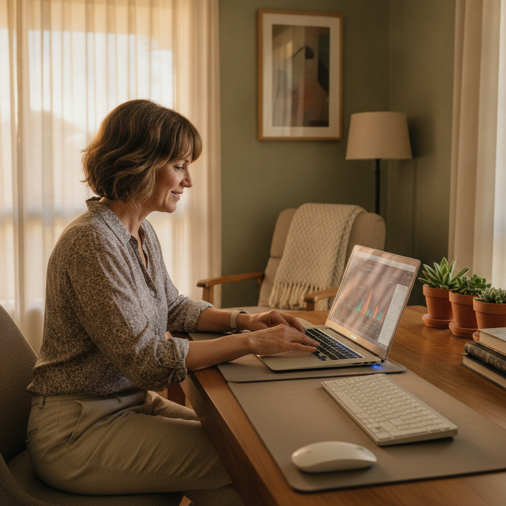 Professional computer clean-out in Carey Park (6230) — a happy Western Australia resident at home with a spotless, fast, quiet machine