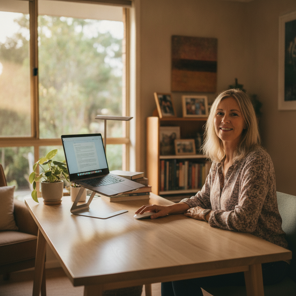 Computer cleaning in Carindale (4152) — a local resident at home with a clean, fast, dust-free computer running cool and quiet