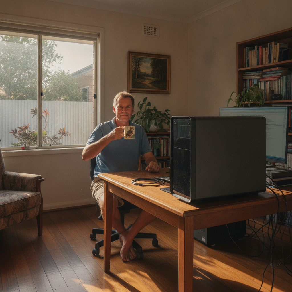 Computer cleaning in Carlton (2218) — a local resident at home with a clean, fast, dust-free computer running cool and quiet
