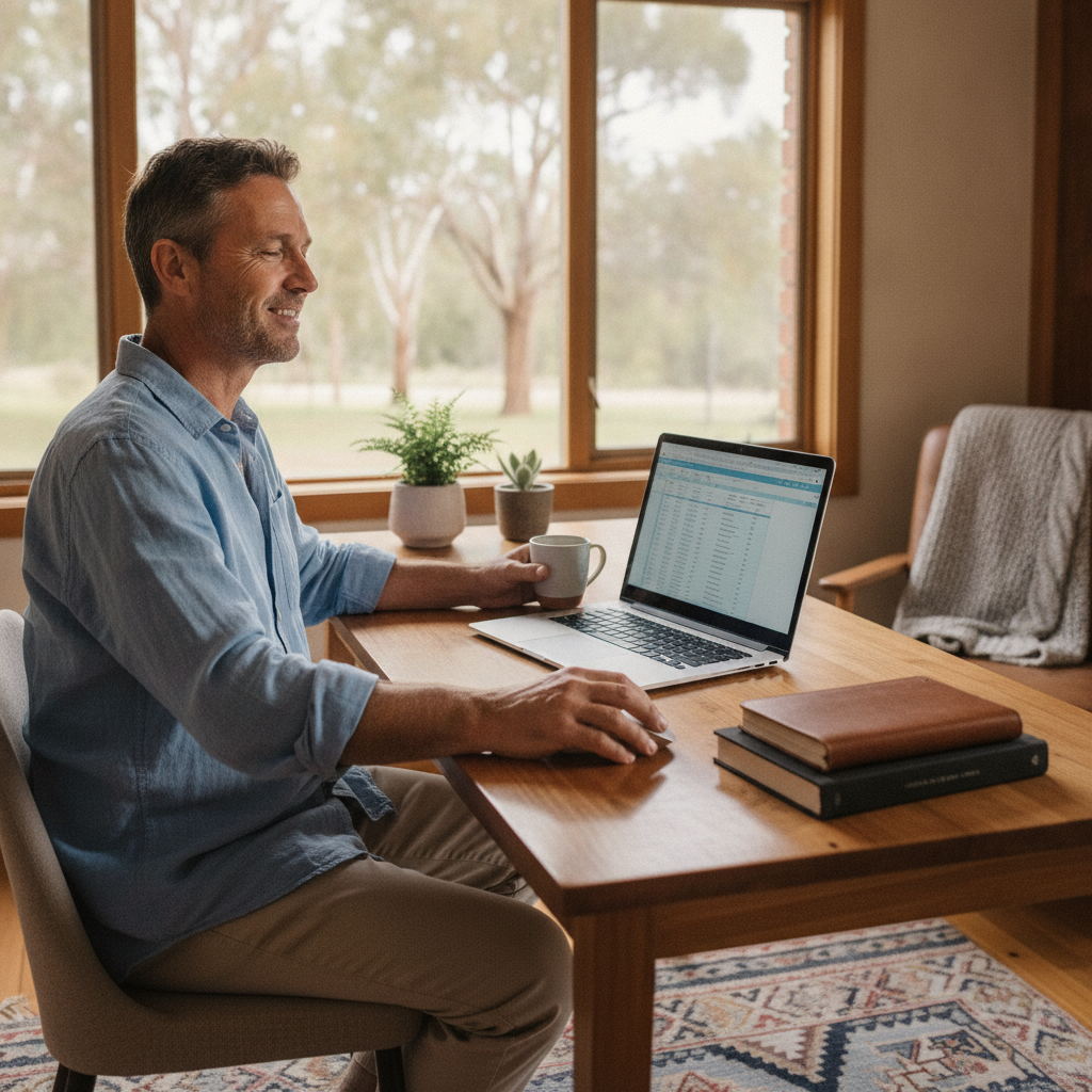 Professional computer clean-out in Carroll (2340) — a happy New South Wales resident at home with a spotless, fast, quiet machine