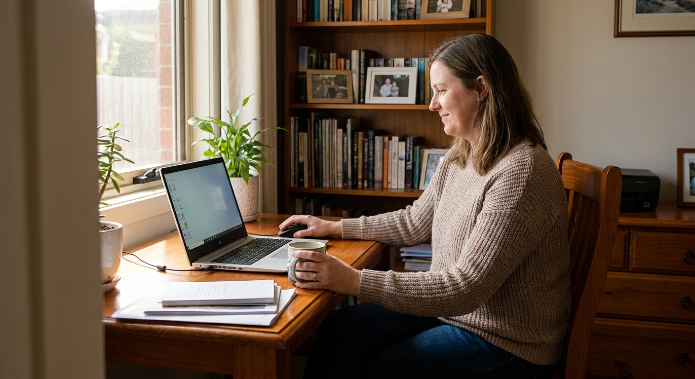 Computer cleaning in Carrum (3197) — a local resident at home with a clean, fast, dust-free computer running cool and quiet