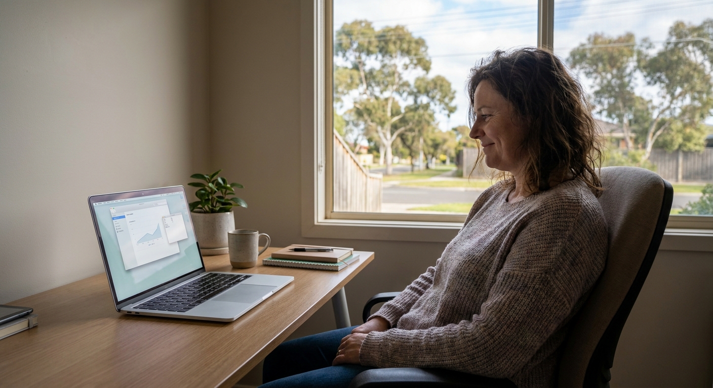 Computer cleaning in Carrum Downs (3201) — a local resident at home with a clean, fast, dust-free computer running cool and quiet