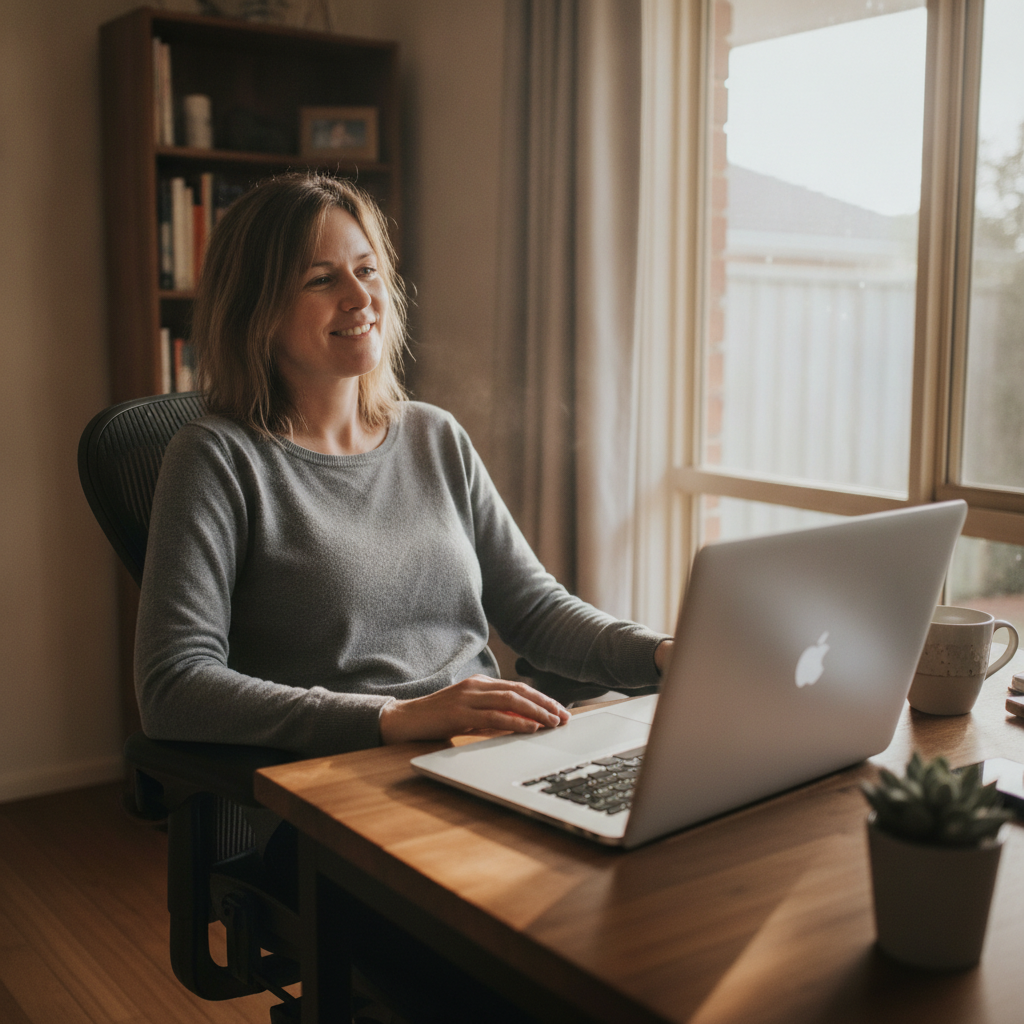 Professional computer clean-out in Castle Hill (2154) — a happy New South Wales resident at home with a spotless, fast, quiet machine