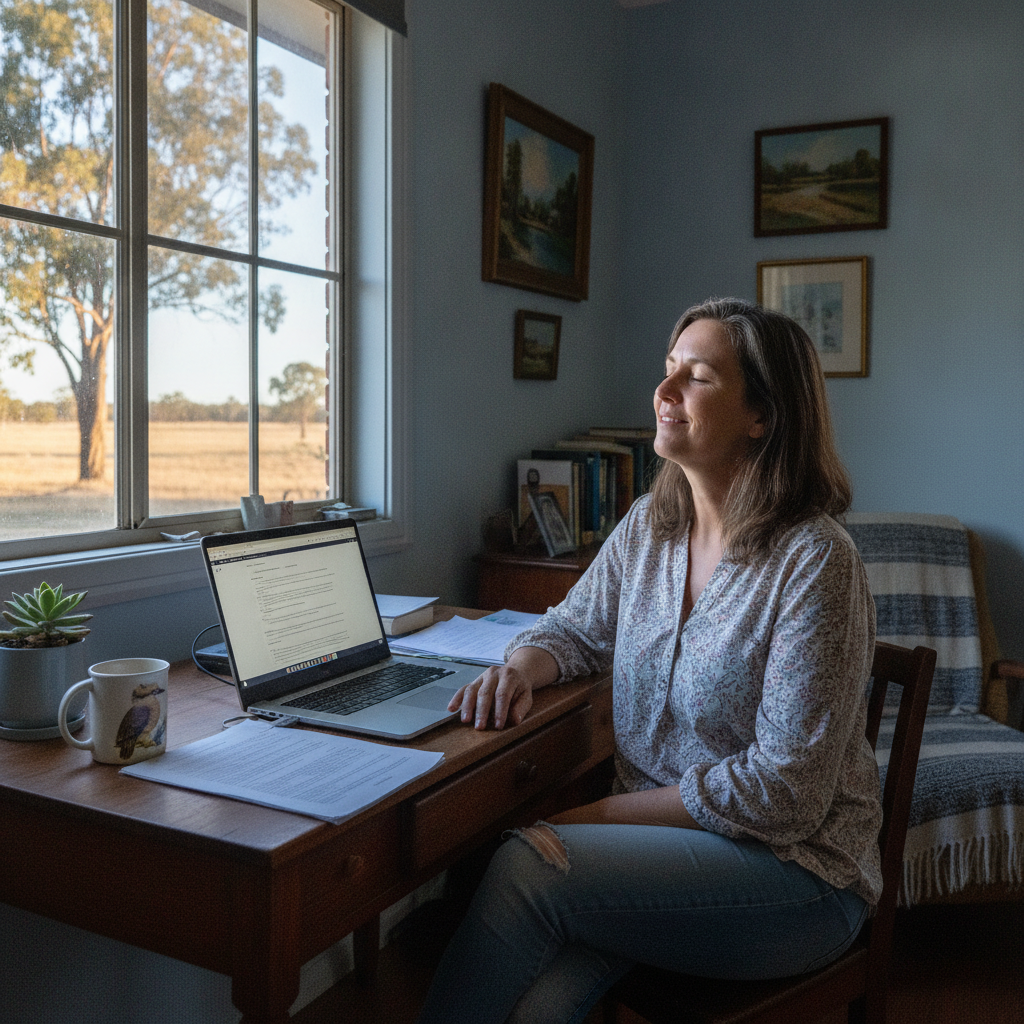 Professional computer clean-out in Cattle Creek (2339) — a happy New South Wales resident at home with a spotless, fast, quiet machine