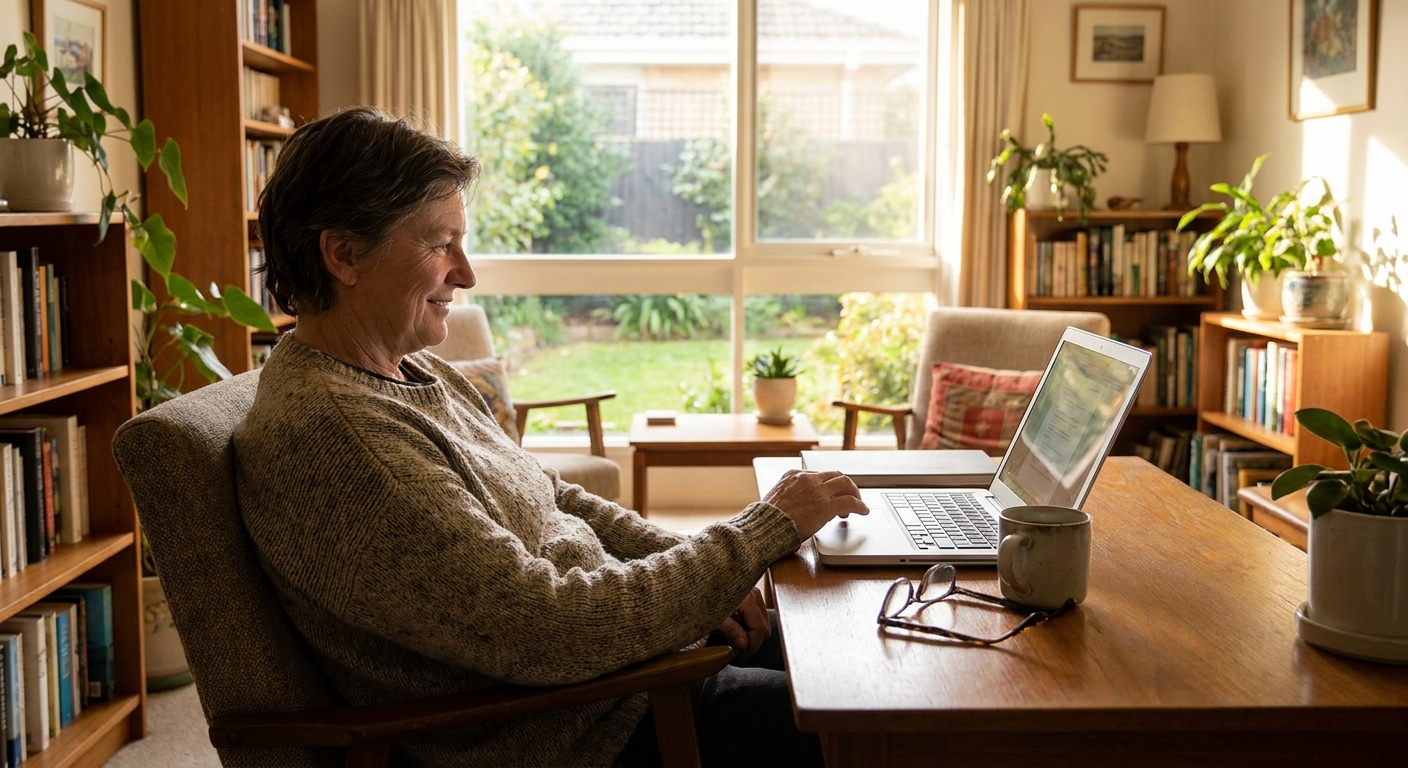 Computer cleaning in Caulfield East (3145) — a local resident at home with a clean, fast, dust-free computer running cool and quiet