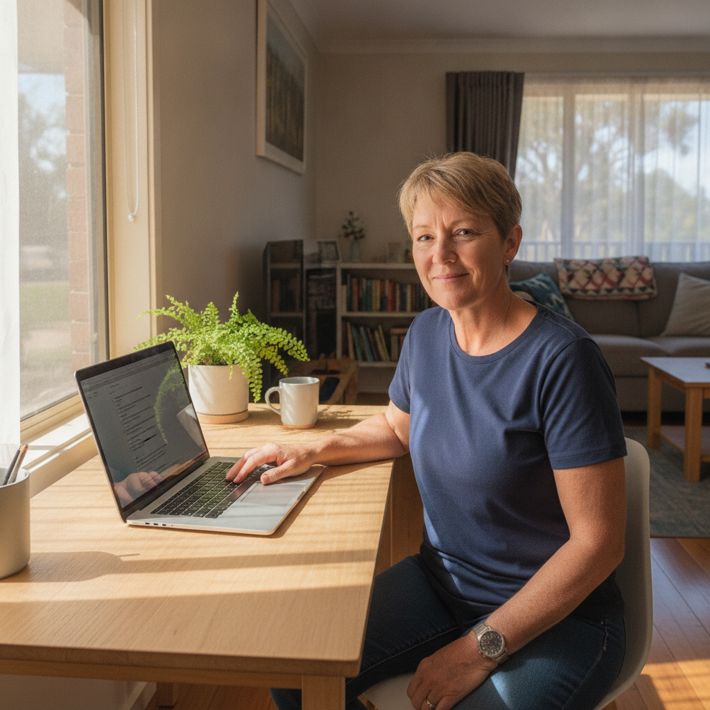 Professional computer clean-out in Cessnock (2325) — a happy New South Wales resident at home with a spotless, fast, quiet machine