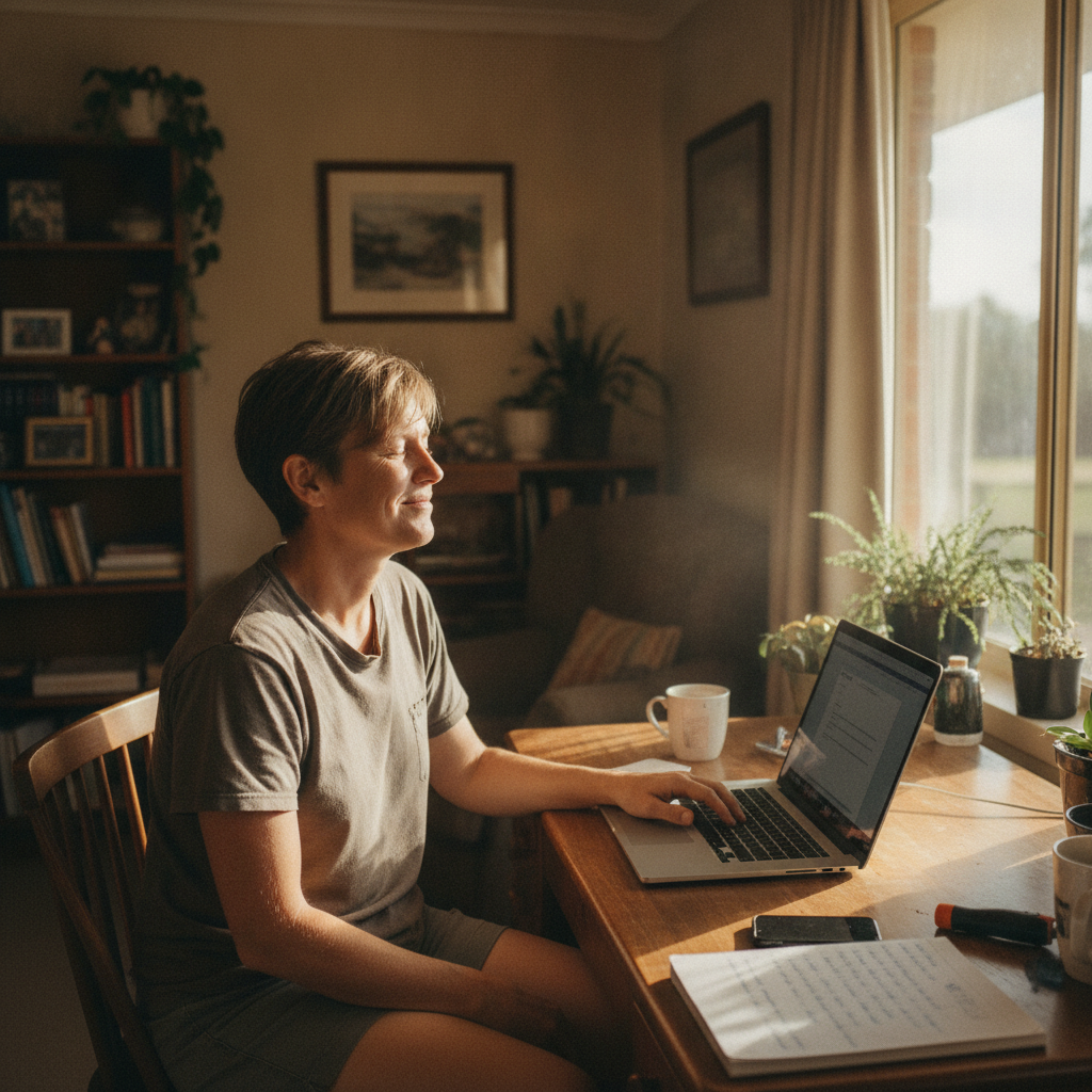 Computer cleaning in Cessnock West (2325) — a local resident at home with a clean, fast, dust-free computer running cool and quiet
