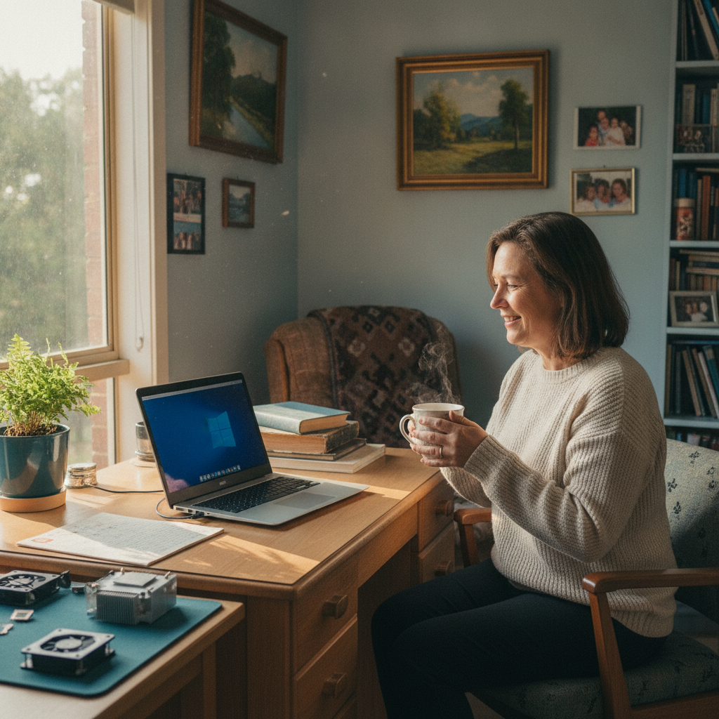 Computer cleaning in Cherryville (5134) — a local resident at home with a clean, fast, dust-free computer running cool and quiet